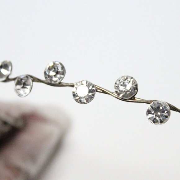 Clear Rhinestone Silvertone Hair Head Piece Band Decoration Trim Wedding Pageant - Picture 3 of 12
